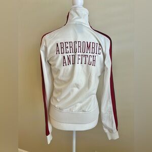 Vintage Y2K Abercrombie and Fitch White Red Blue Embroidered Track Jacket M
